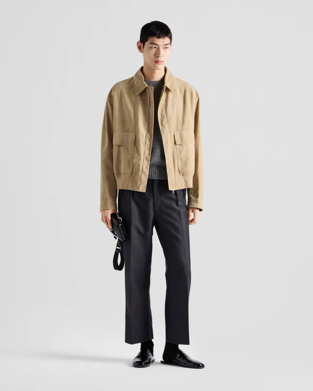 Suede And Cotton Bomber Jacket