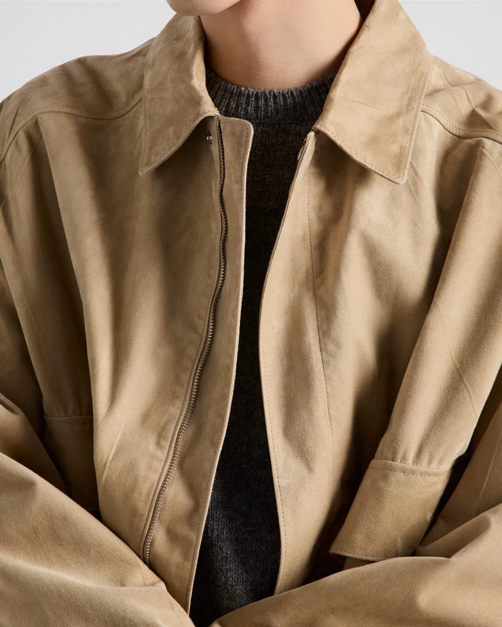 Suede And Cotton Bomber Jacket