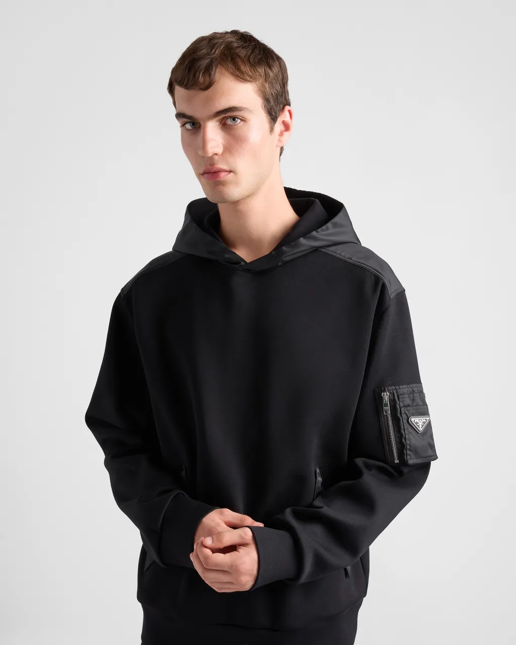 Cotton Fleece And Re-Nylon Hoodie