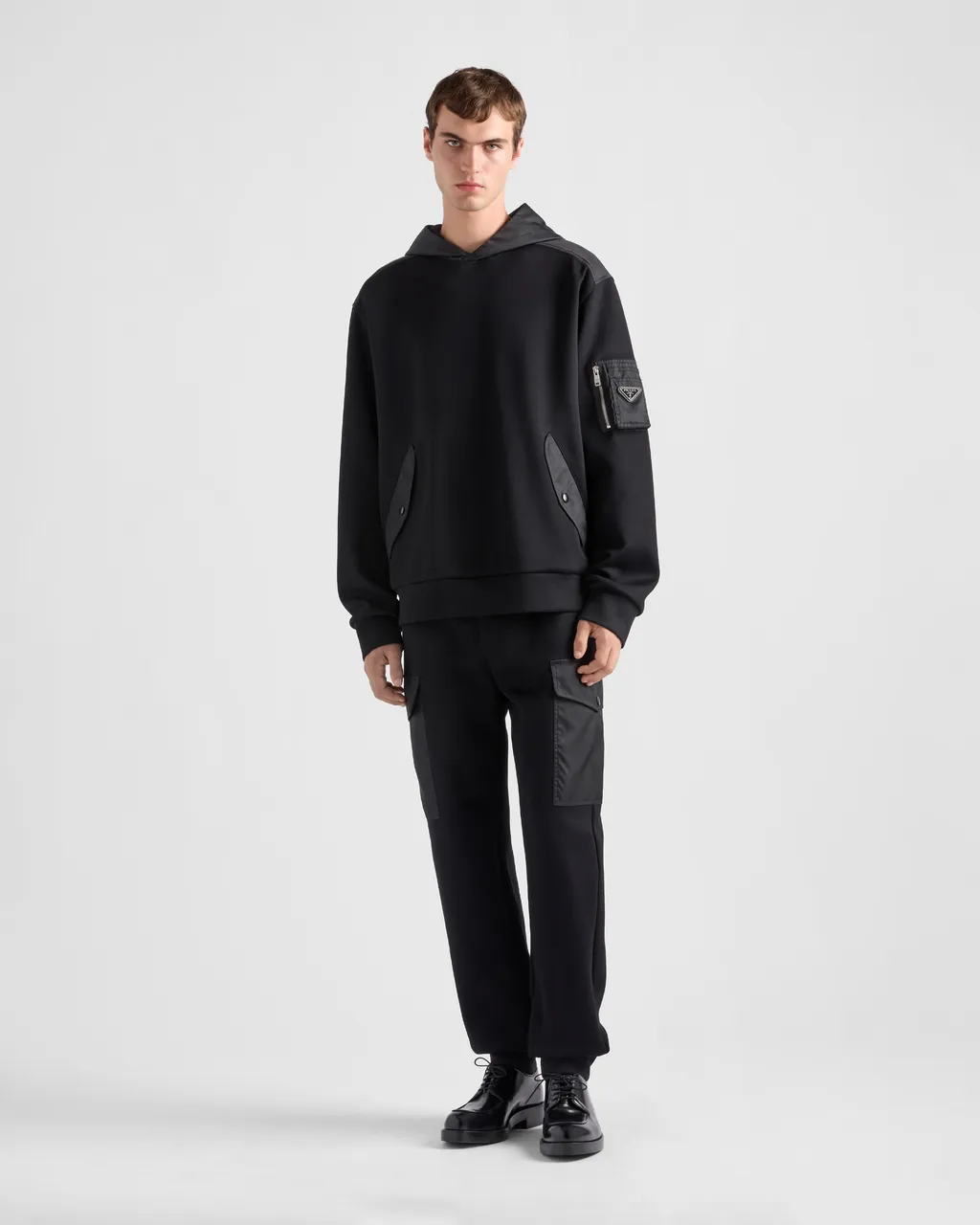 Cotton Fleece Joggers With Re-Nylon Details