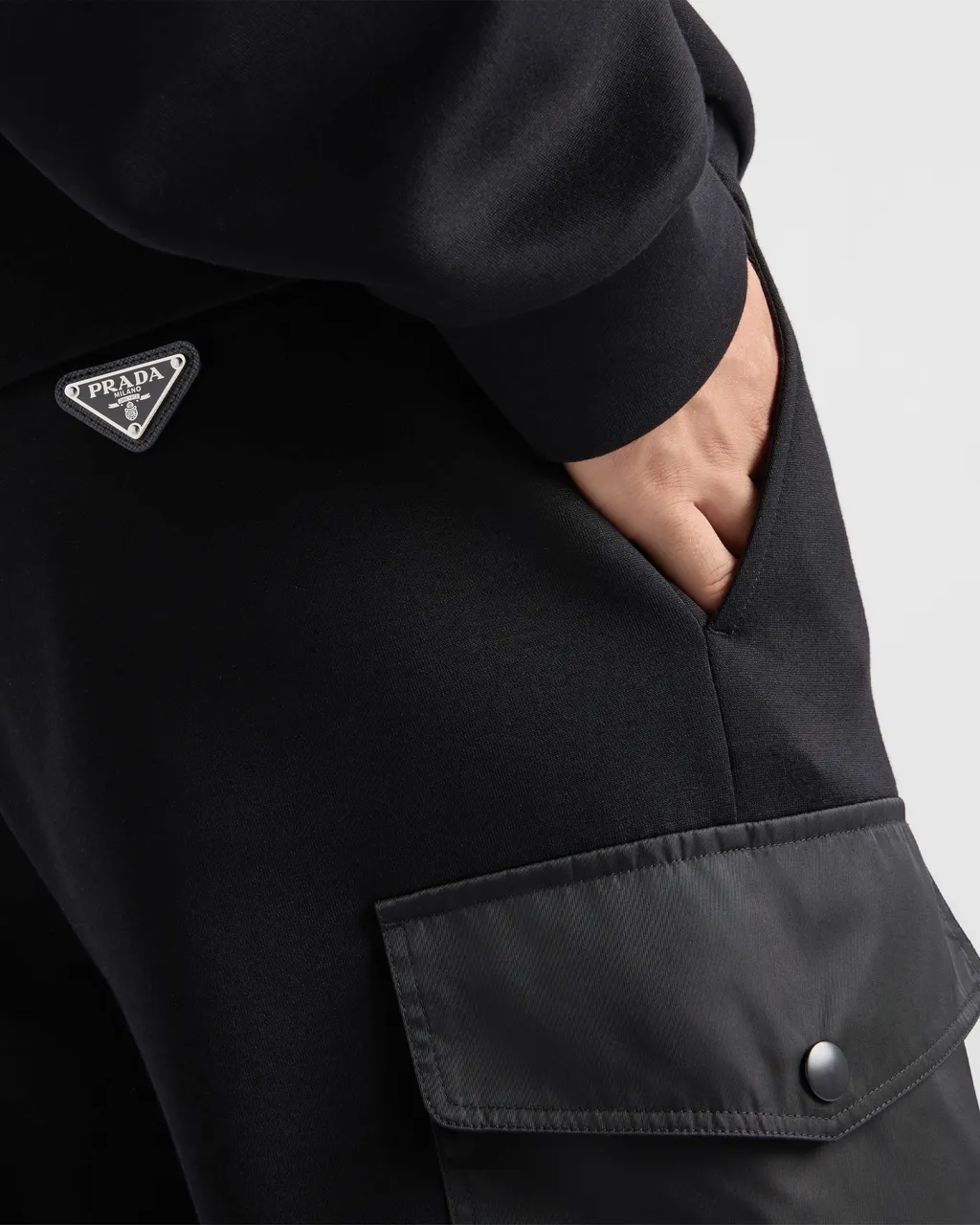 Cotton Fleece Joggers With Re-Nylon Details