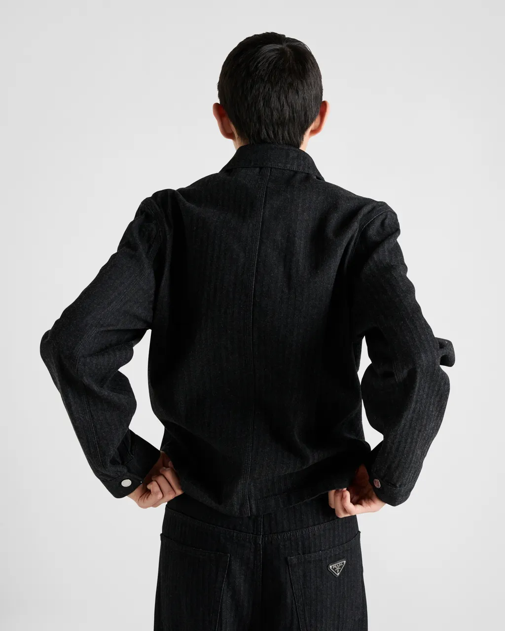 Chevron Denim Blouson Jacket