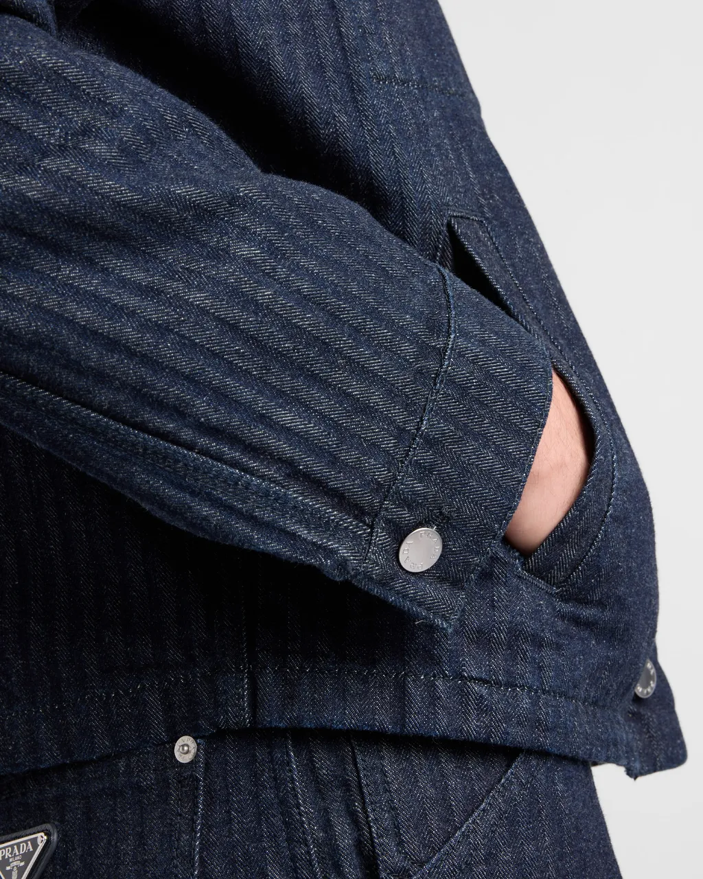 Chevron Denim Blouson Jacket
