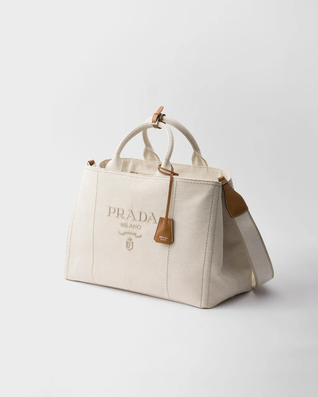 Prada JardiniÈRe Extra Large Linen Blend Tote Bag