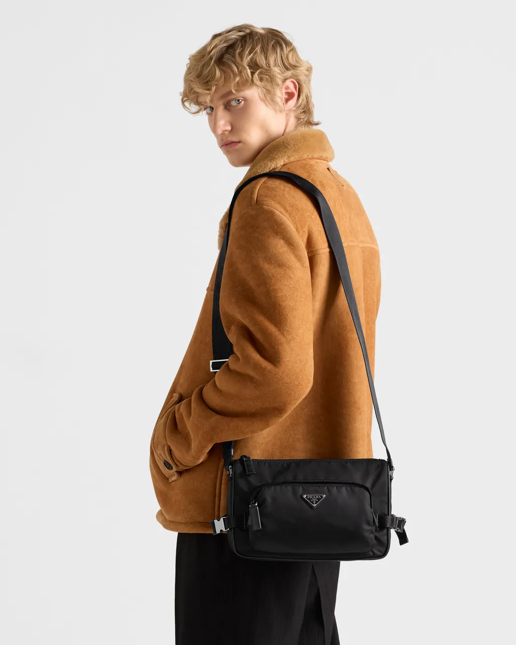 Medium Re-Nylon And Saffiano Leather Shoulder Bag