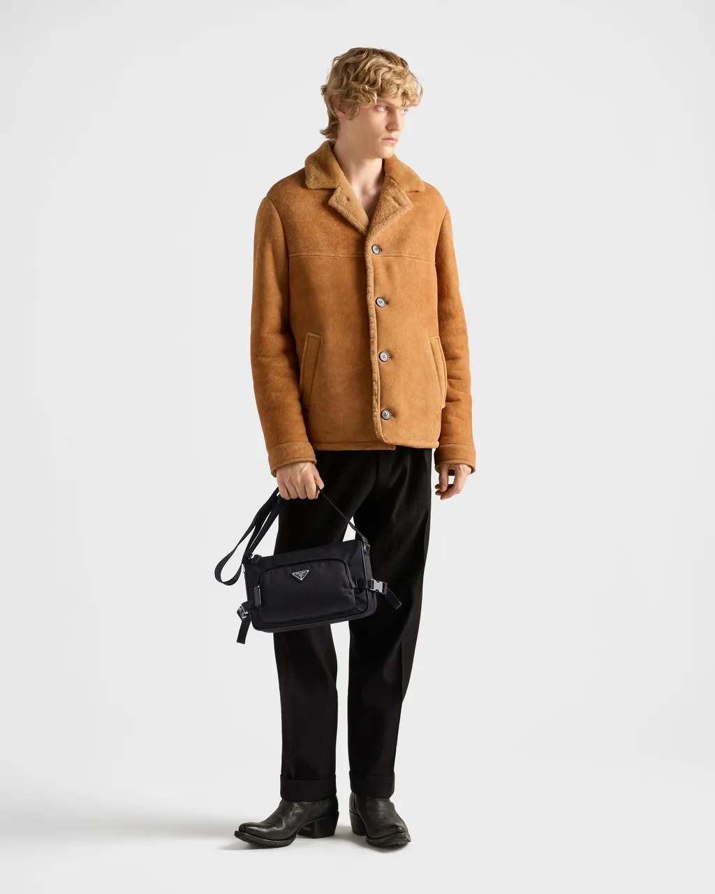 Medium Re-Nylon And Saffiano Leather Shoulder Bag