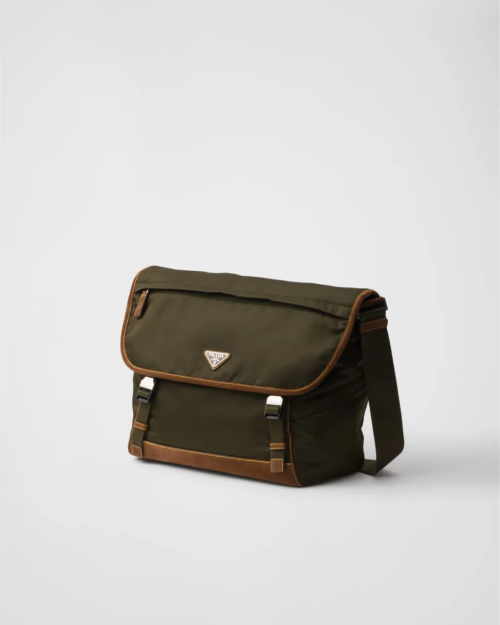Large Re-Nylon And Suede Shoulder Bag