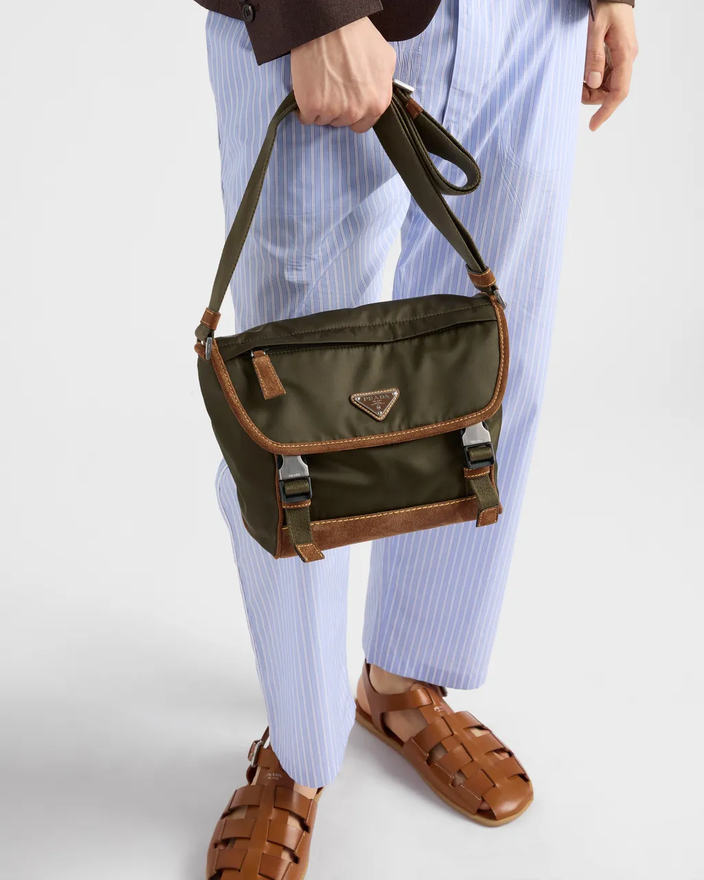 Medium Re-Nylon And Suede Shoulder Bag