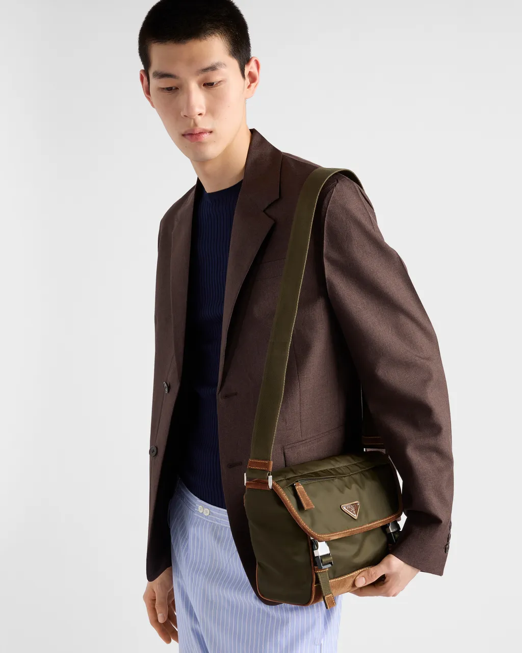 Medium Re-Nylon And Suede Shoulder Bag