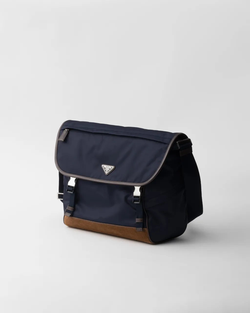 Large Re-Nylon And Leather Shoulder Bag