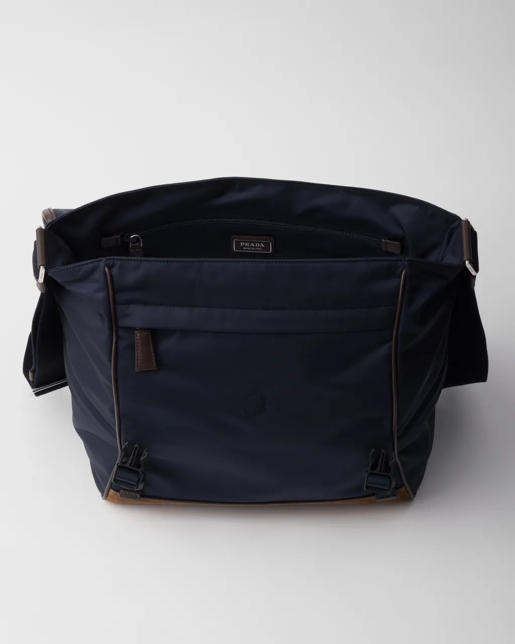 Large Re-Nylon And Leather Shoulder Bag