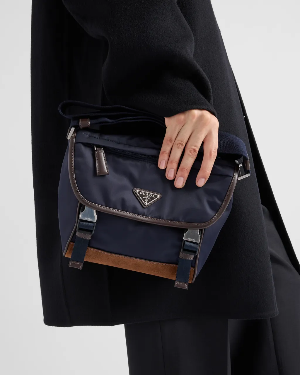 Medium Re-Nylon And Leather Shoulder Bag