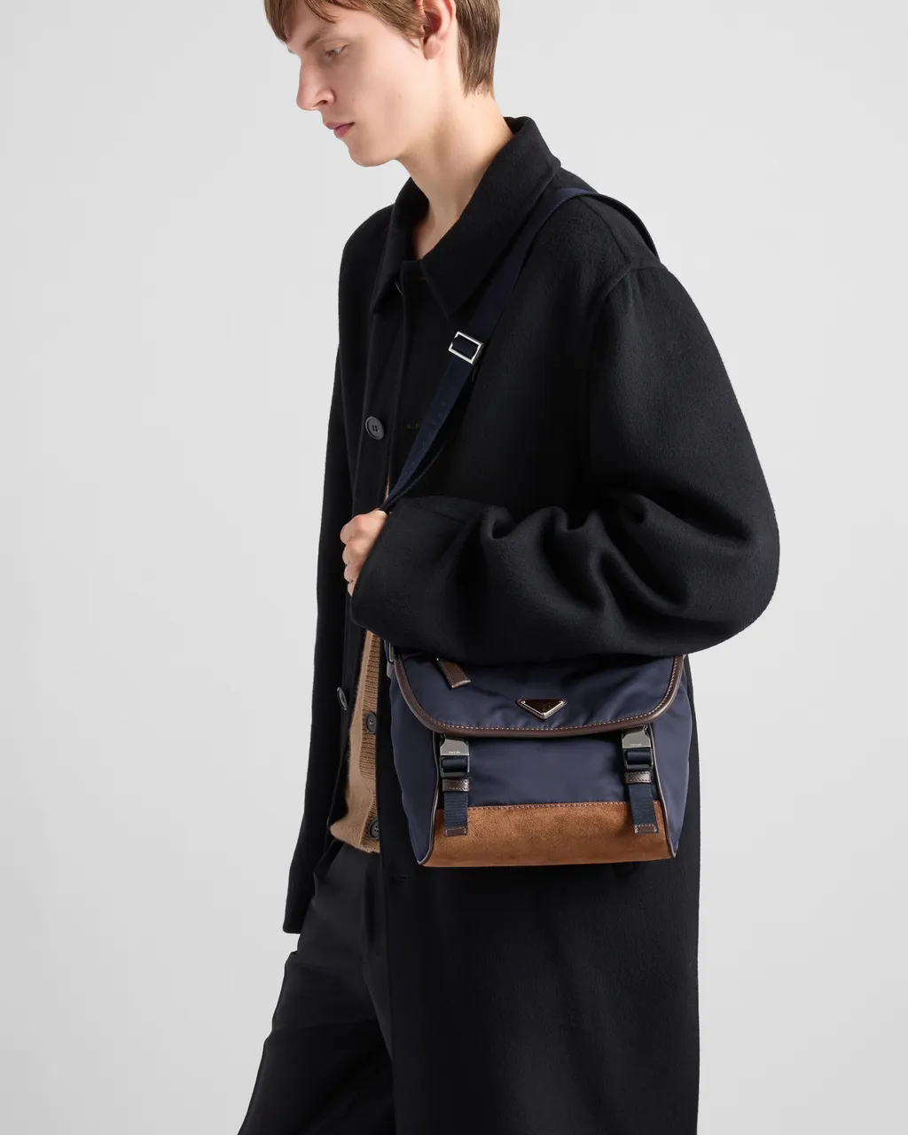 Medium Re-Nylon And Leather Shoulder Bag