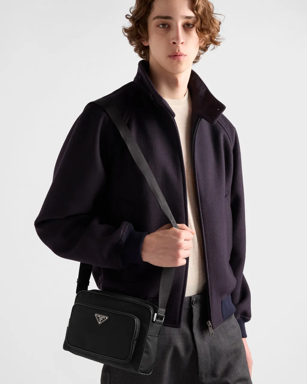 Small Re-Nylon And Saffiano Leather Shoulder Bag