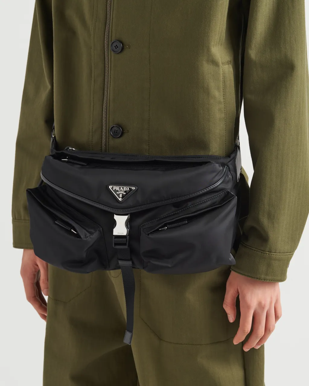 Re-Nylon And Leather Shoulder Bag