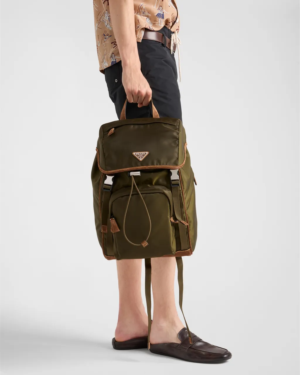 Re-Nylon And Suede Backpack