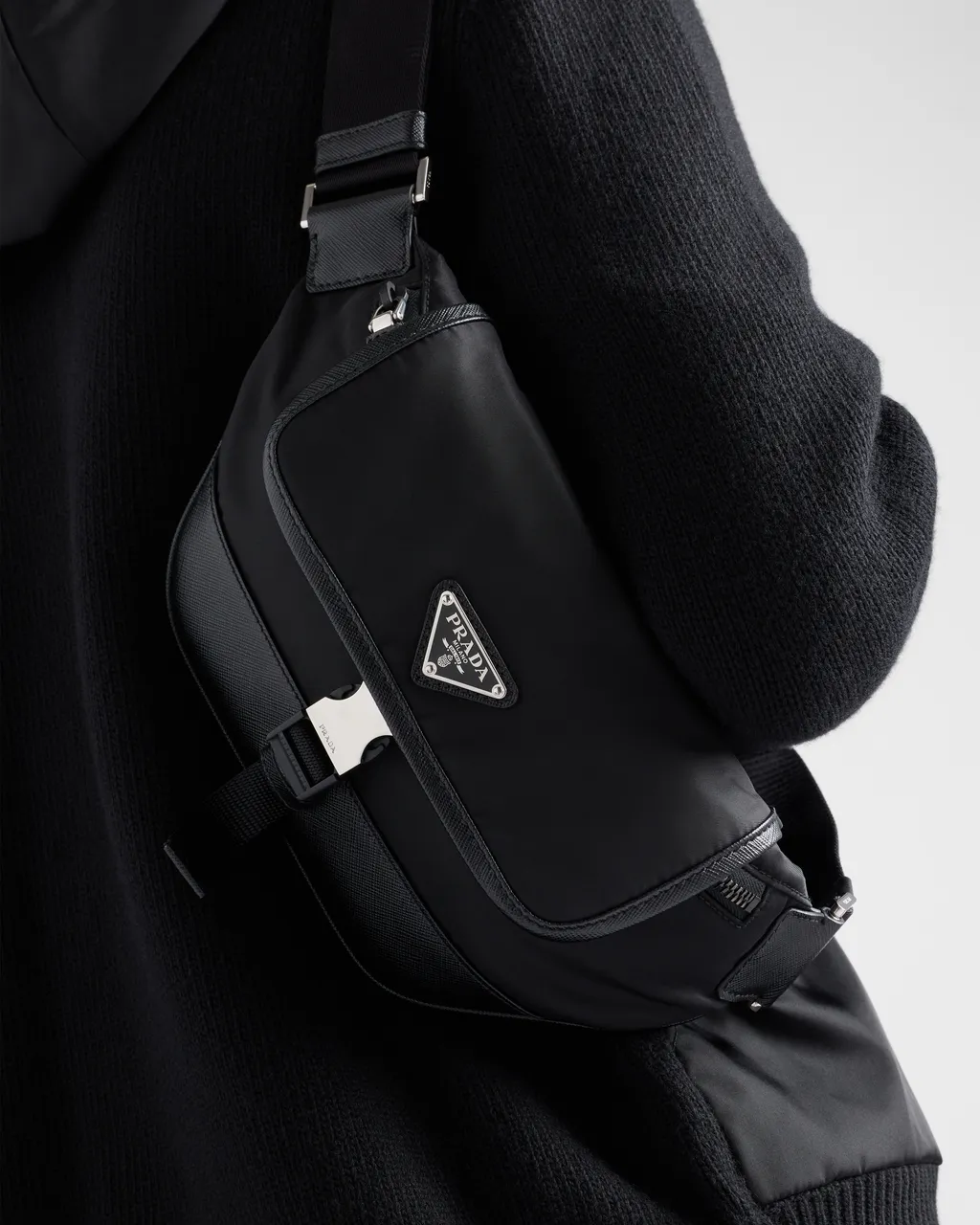 Re-Nylon And Saffiano Leather Shoulder Bag
