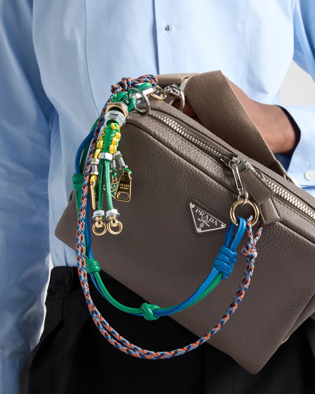 Leather Shoulder Bag With Charm