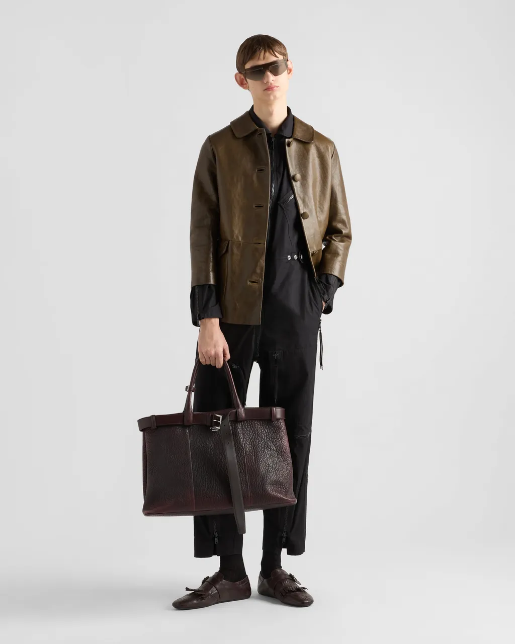 Prada Buckle Nappa Leather Bag