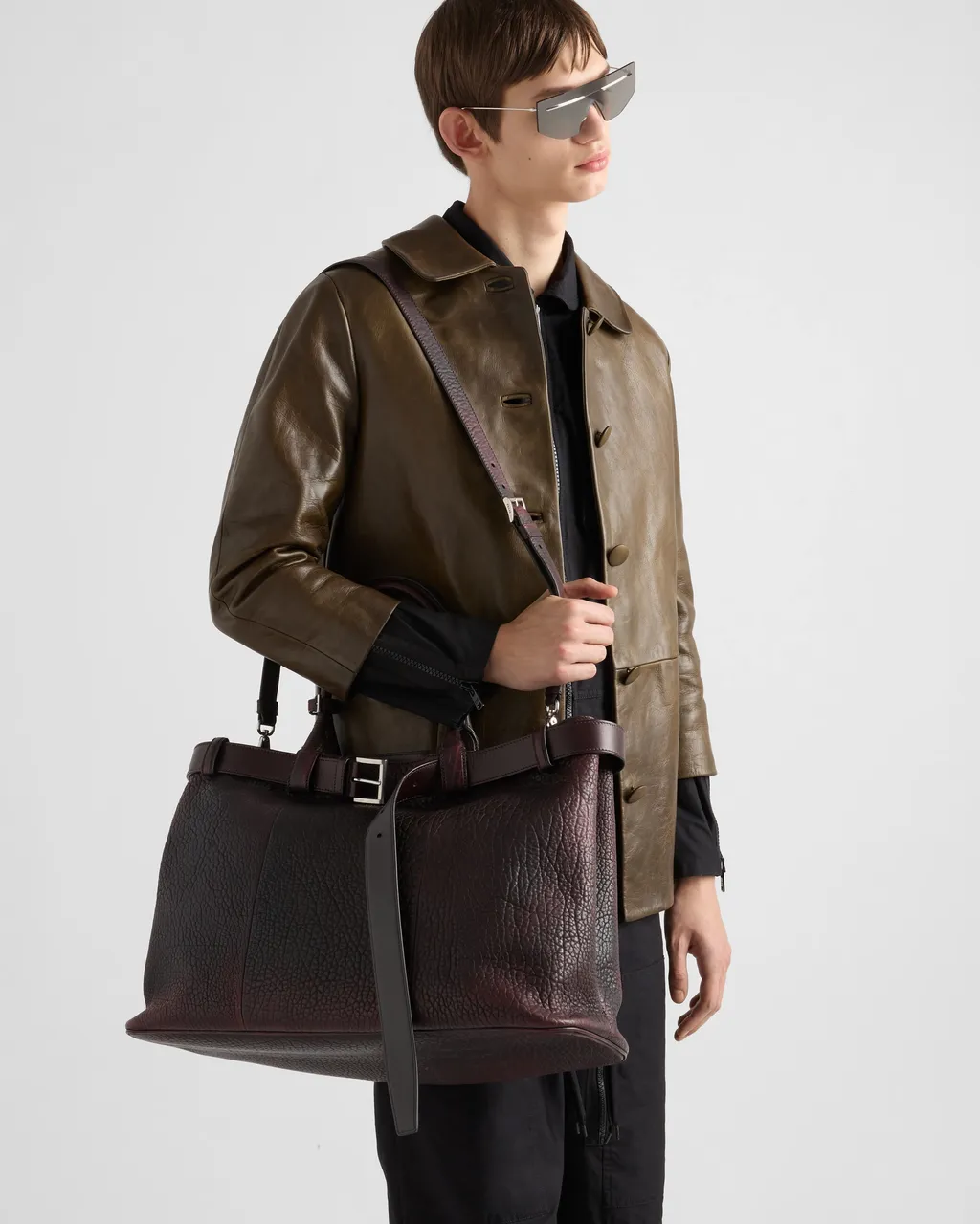 Prada Buckle Nappa Leather Bag