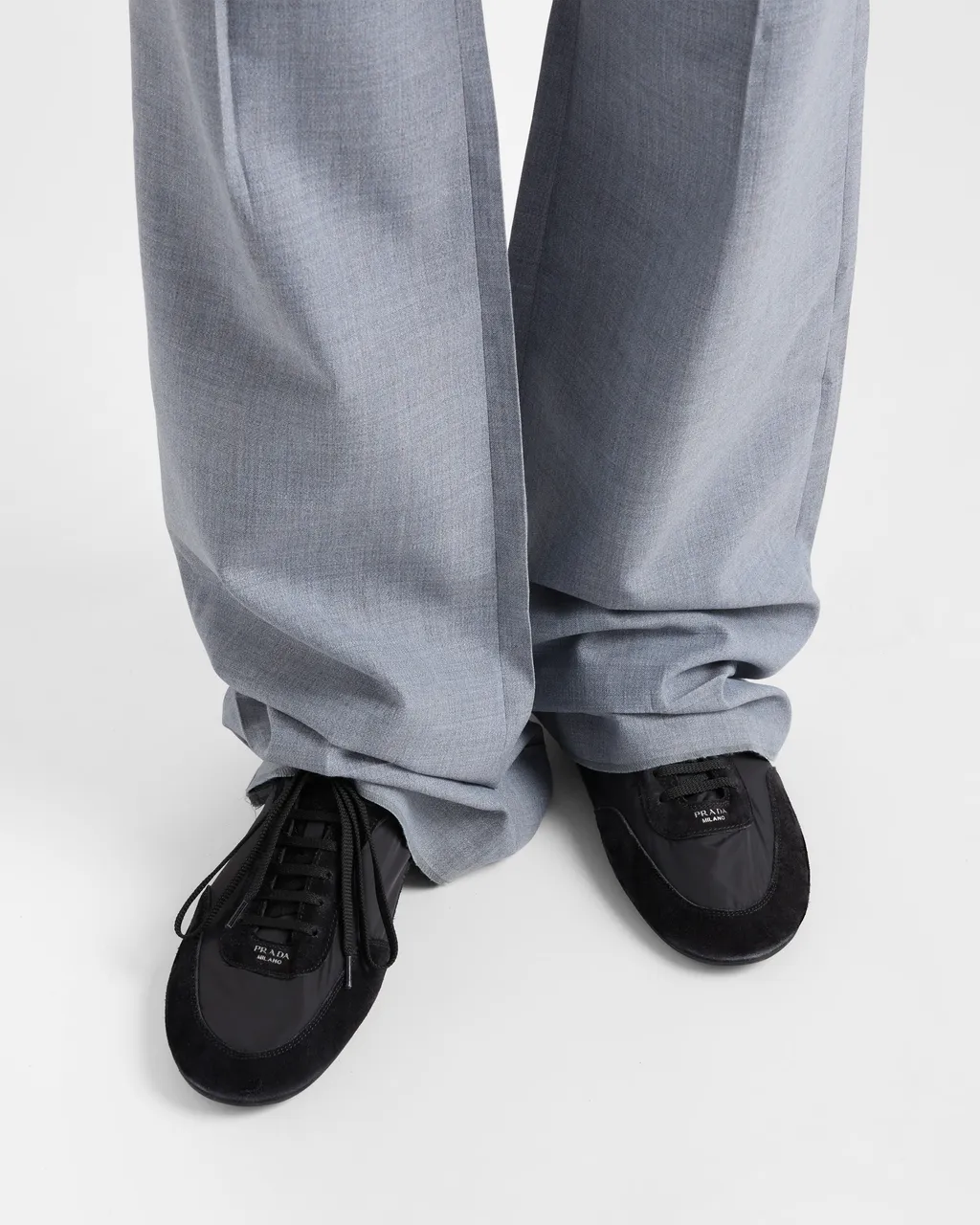 Collapse Re-Nylon And Suede Elasticized Sneakers