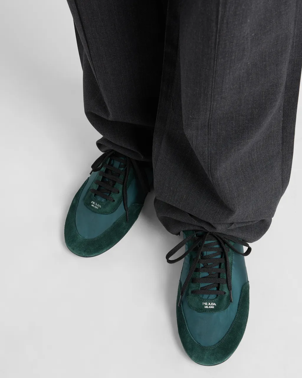 Collapse Re-Nylon And Suede Elasticized Sneakers