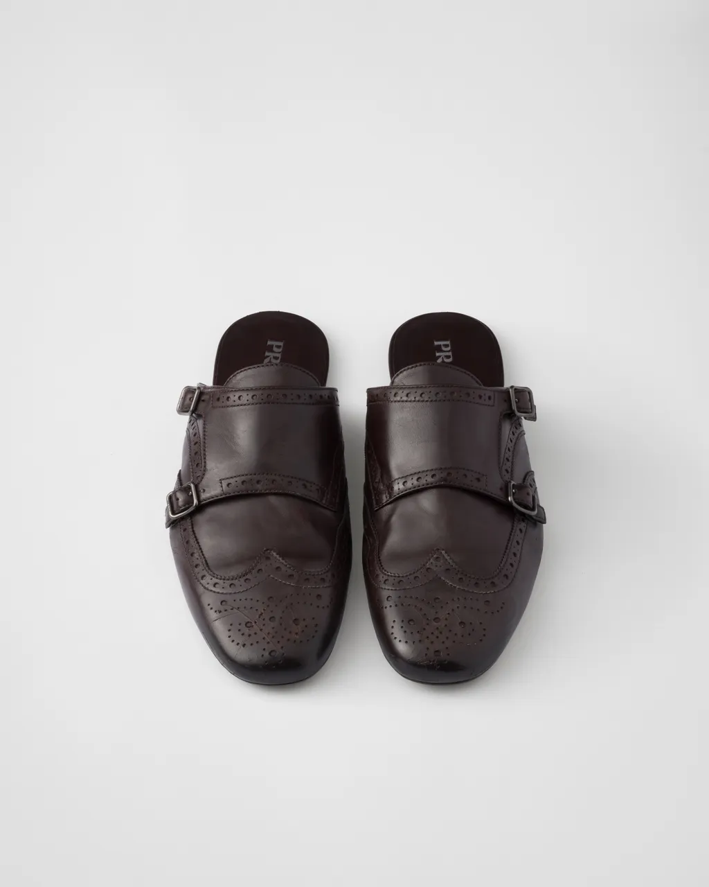 Shuffle Antiqued Leather Double Monk Strap Mules