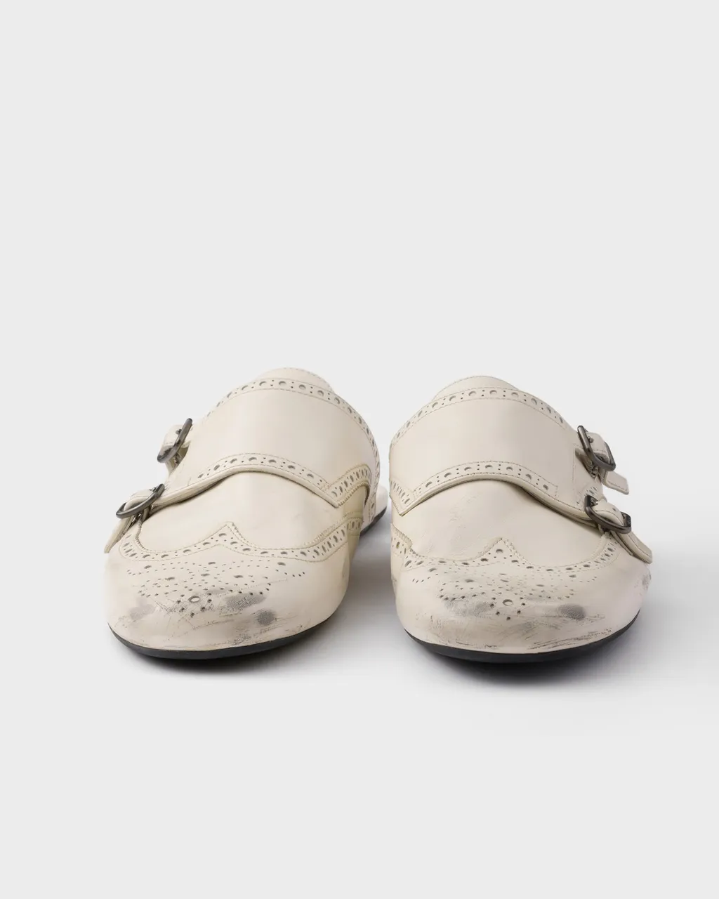 Shuffle Antiqued Leather Double Monk Strap Mules