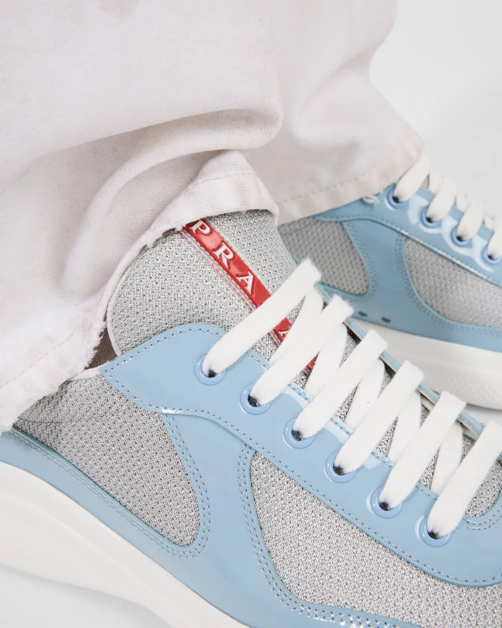 Patent Leather And Technical Fabric Prada America's Cup Sneakers
