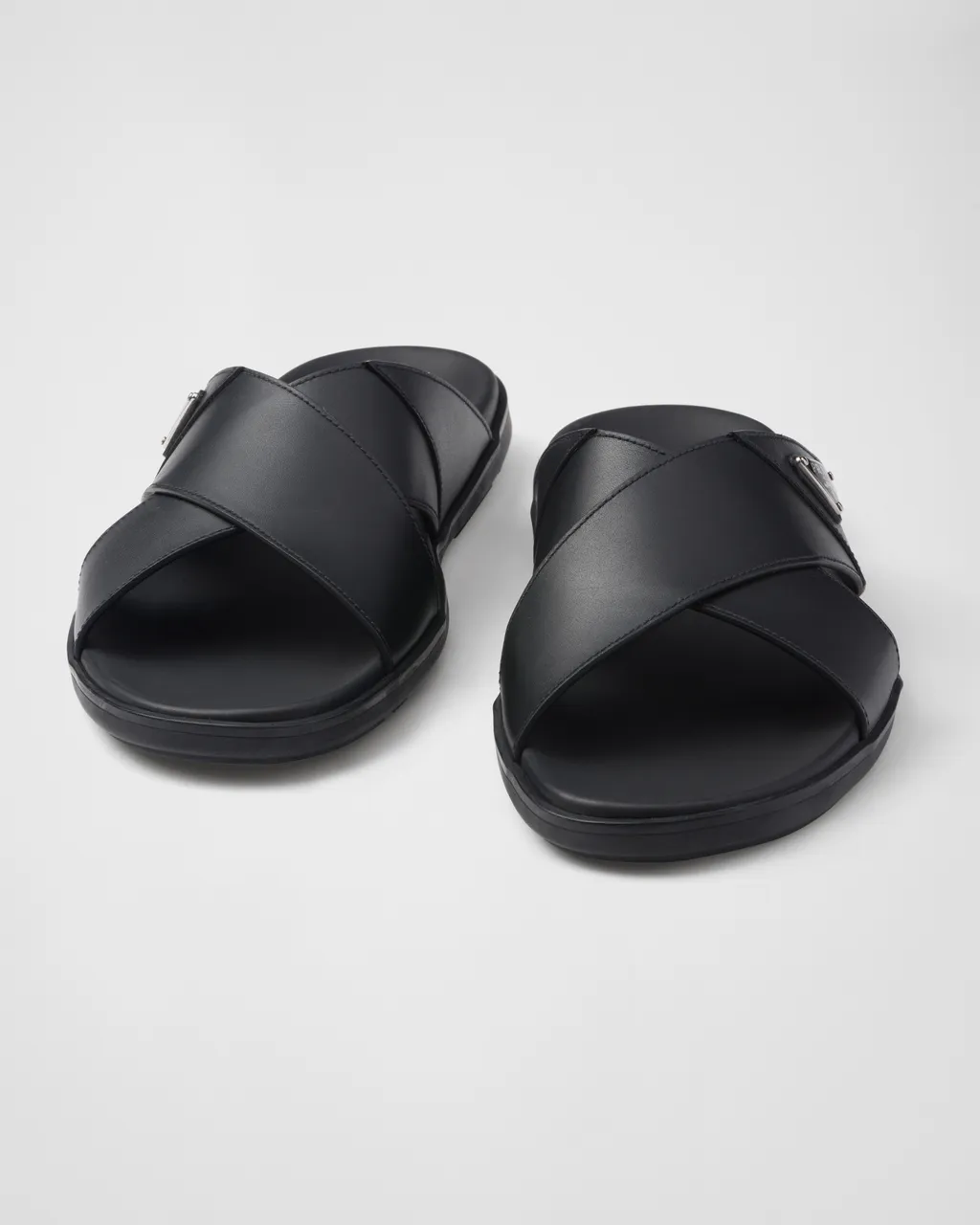 Leather Crisscross Slides