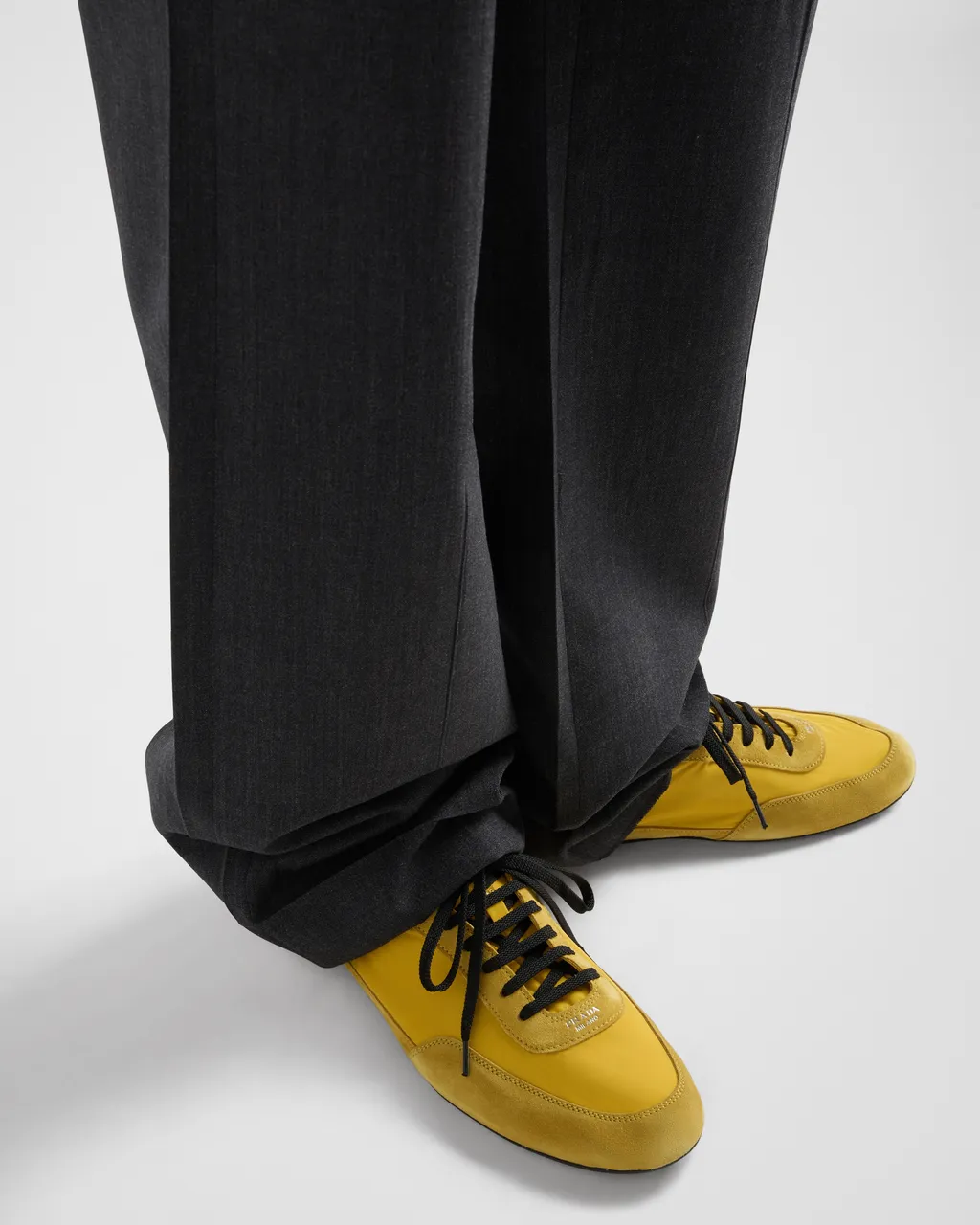 Collapse Re-Nylon And Suede Elasticized Sneakers