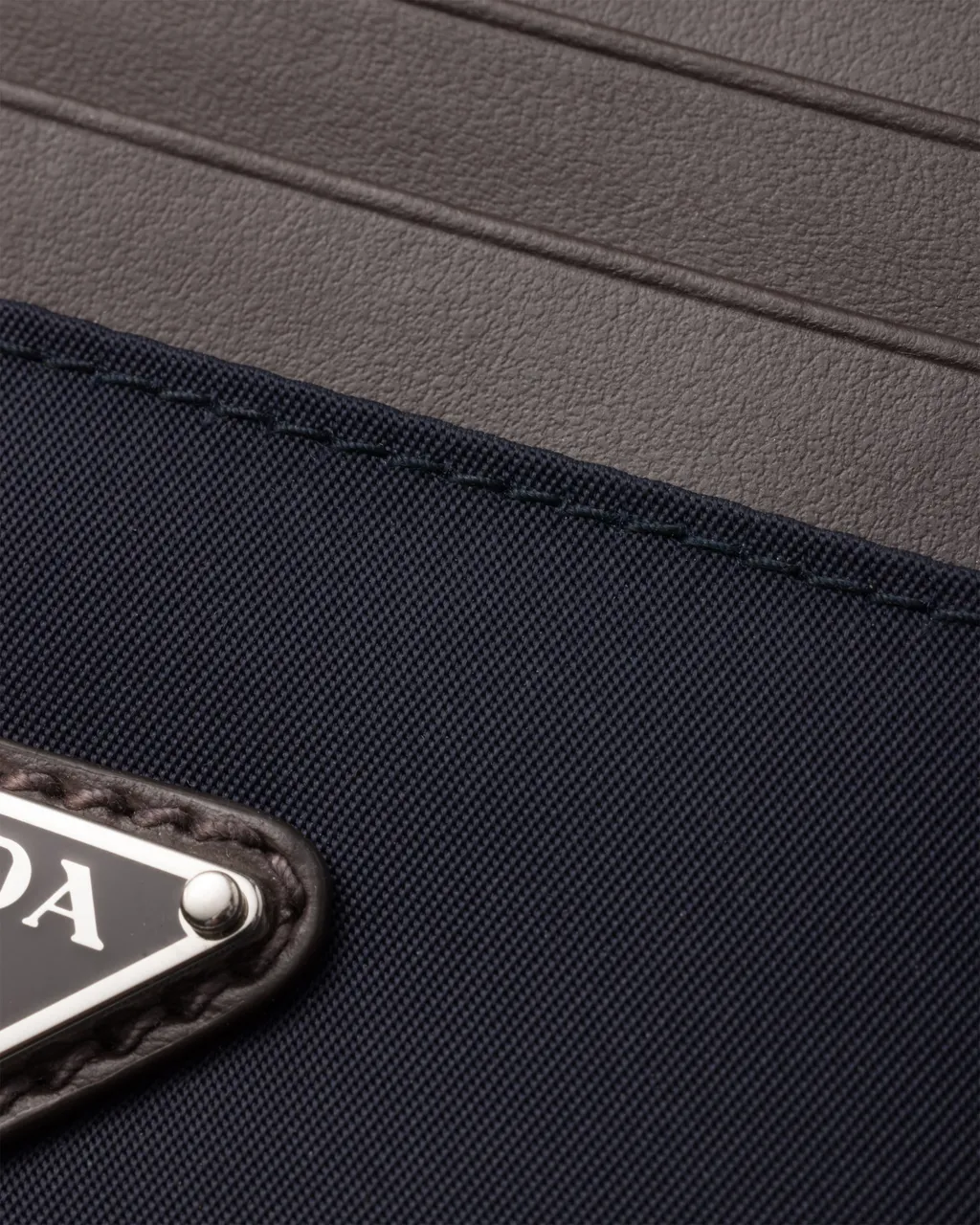 Re-Nylon And Leather Card Holder