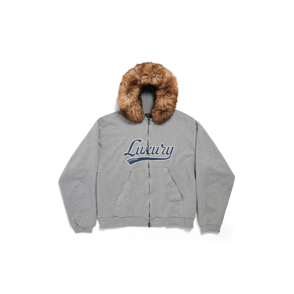 Luxury Script Oversized Zip-Up Hoodie