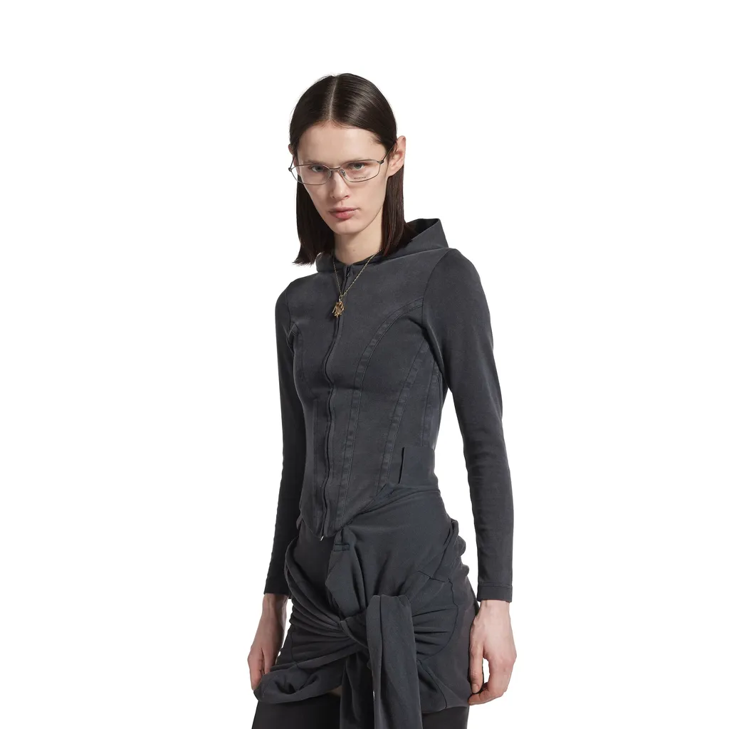 Corseted Zip-Up Hoodie