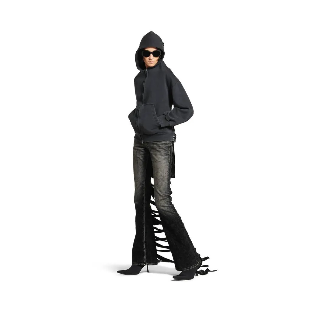 Lace-Up Zip-Up Hoodie