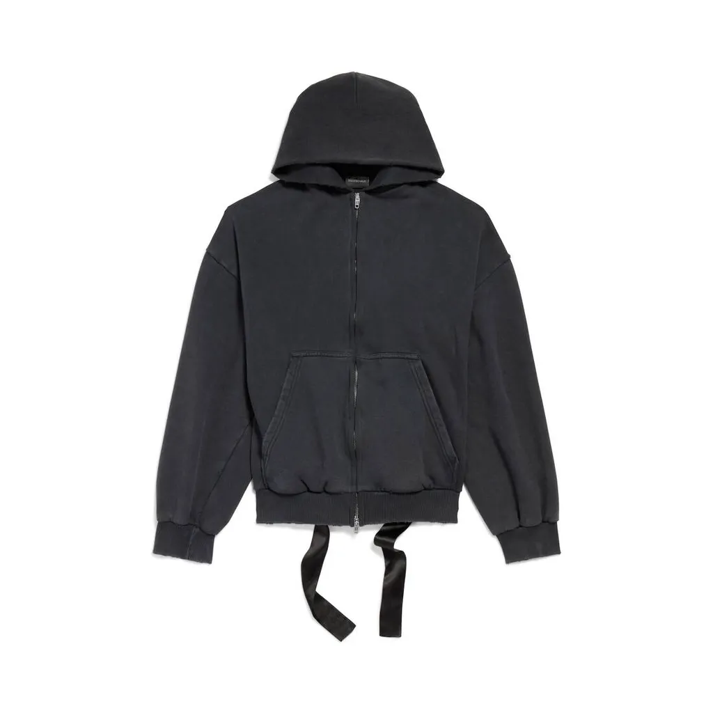 Lace-Up Zip-Up Hoodie