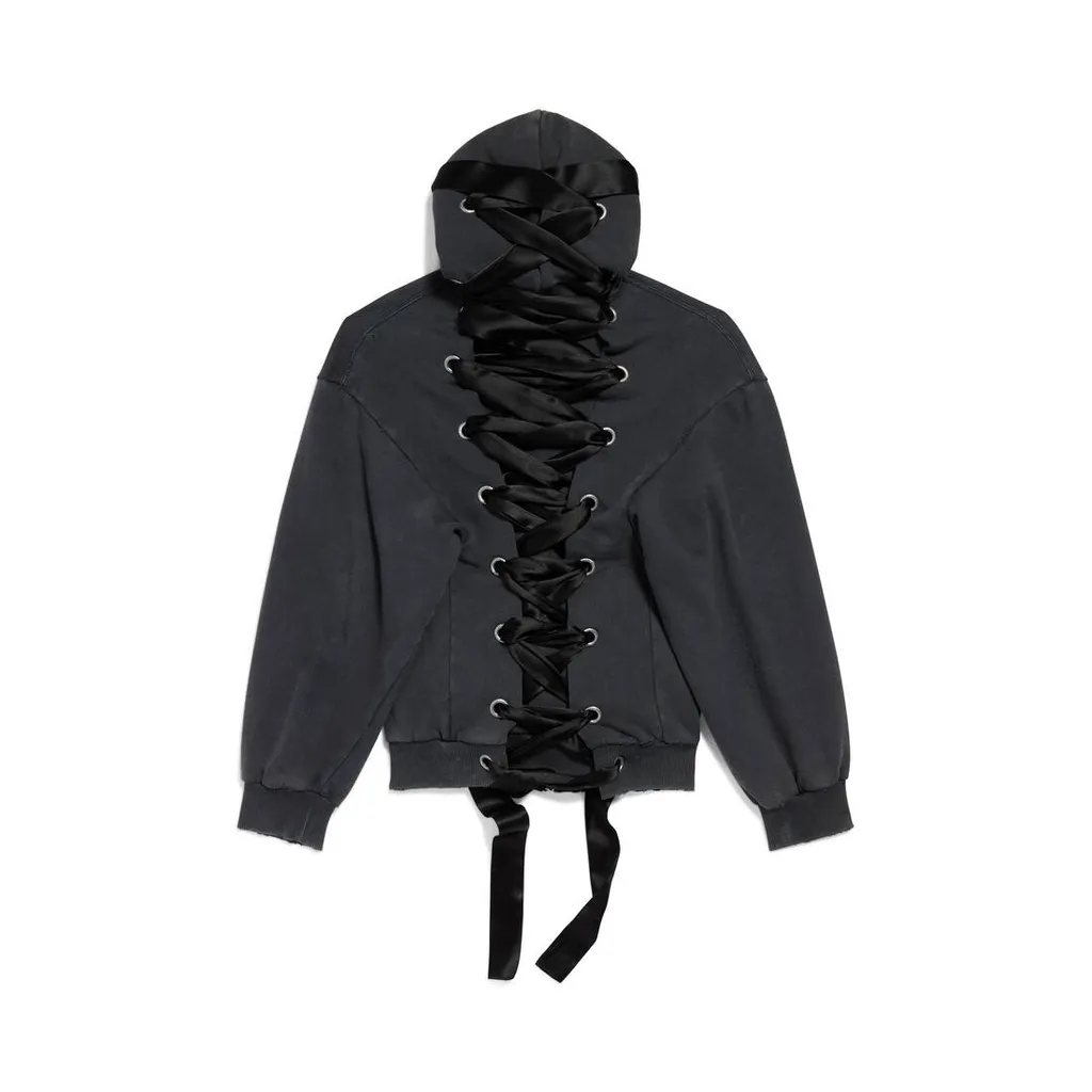 Lace-Up Zip-Up Hoodie