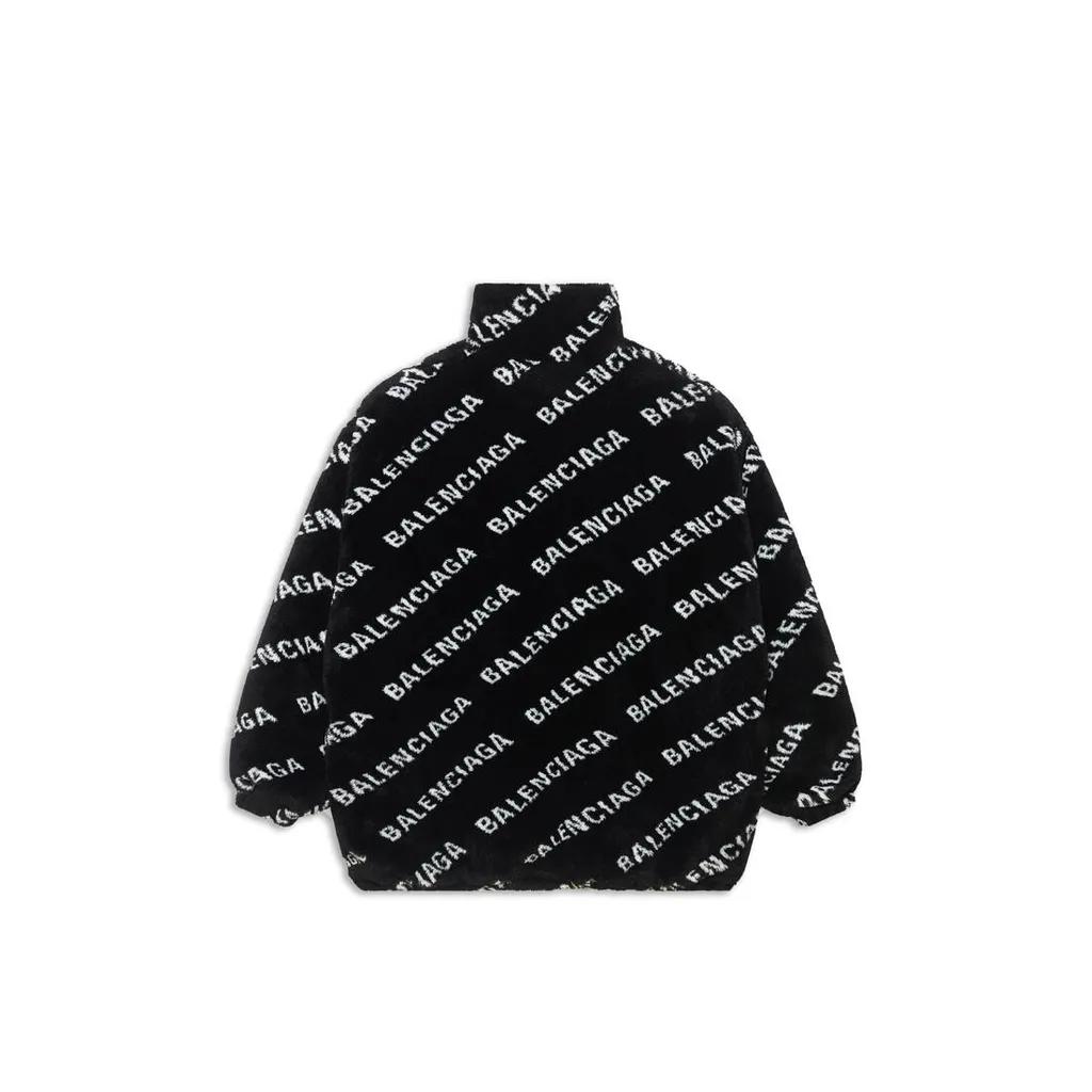 Allover Logo Fluffy Zip-Up Jacket