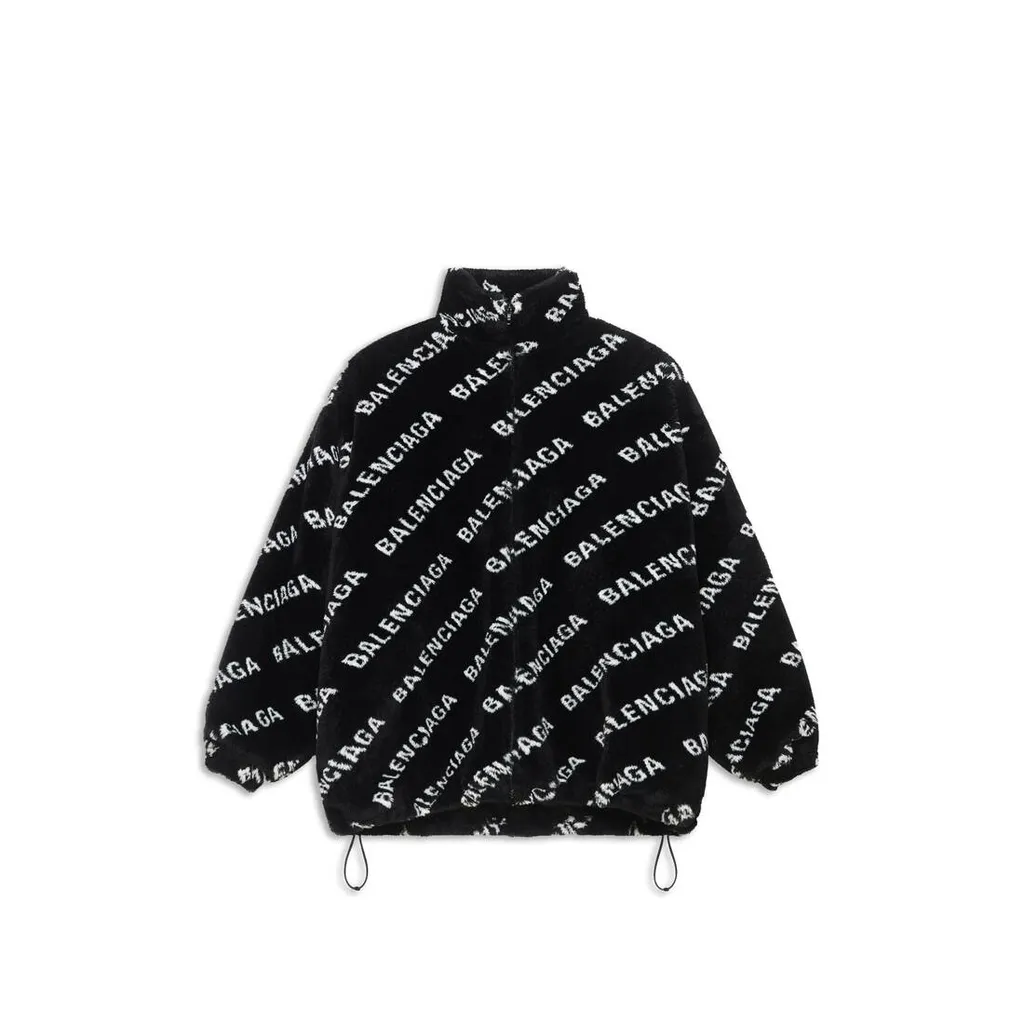 Allover Logo Fluffy Zip-Up Jacket