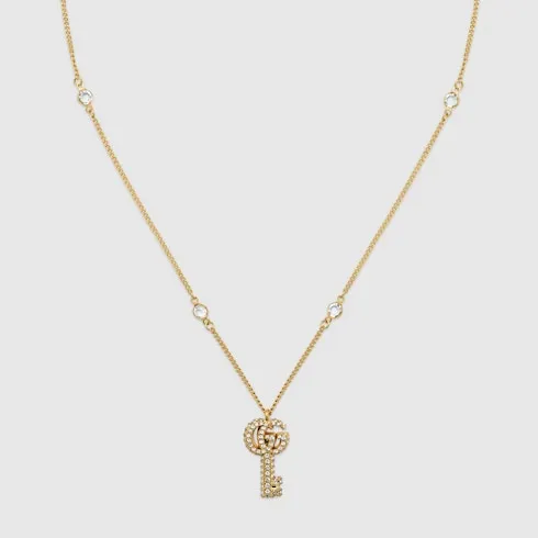 Gg Marmont Key Crystal Necklace
