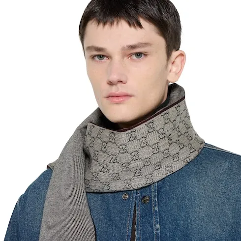 Gg Wool Jacquard Scarf