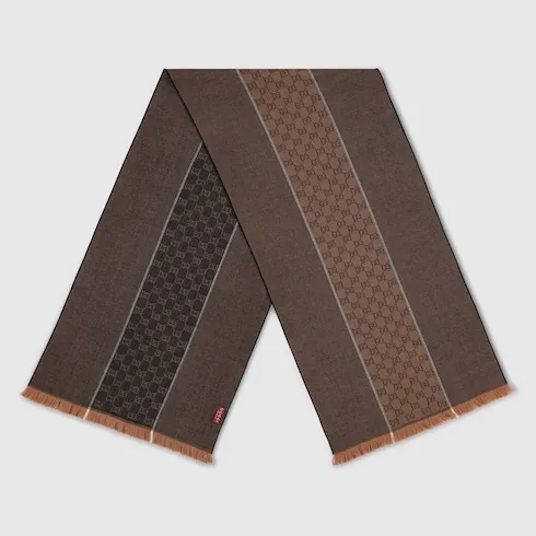 Gg Wool Jacquard Scarf