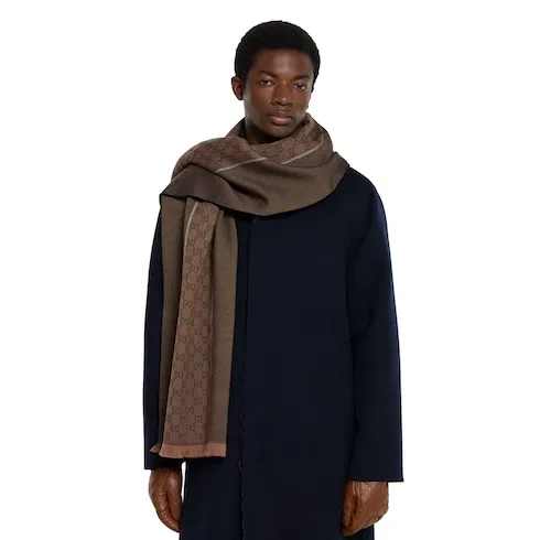 Gg Wool Jacquard Scarf