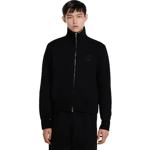 Brushed Cotton Jersey Zip Sweatshirt