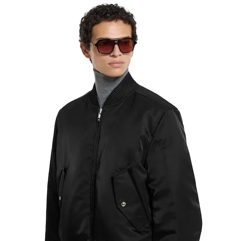 Herringbone Wool Mouliné Bomber Jacket