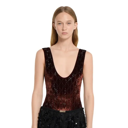Gg Crystal Embroidered Bodysuit