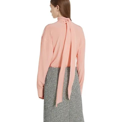 CrÊPe De Chine Shirt With Neck Bow