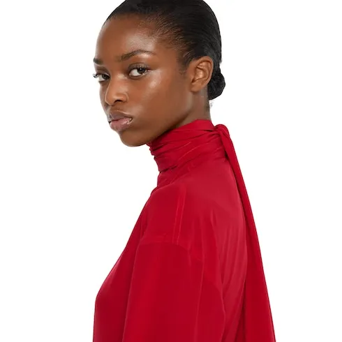 CrÊPe De Chine Shirt With Neck Bow