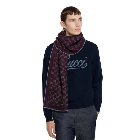 Gg Wool Jacquard Scarf