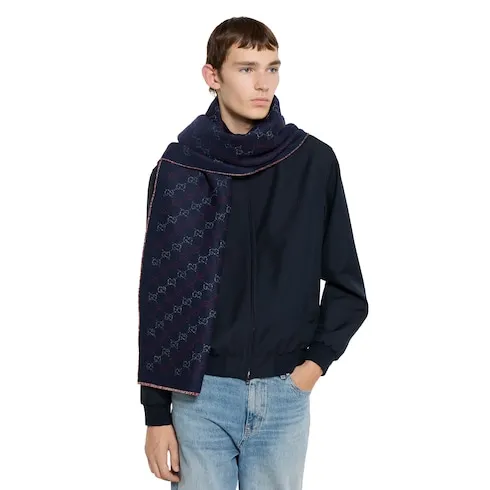 Gg Wool Jacquard Scarf